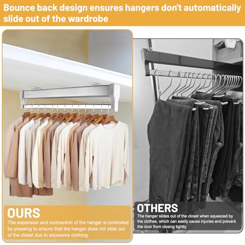 DBREAKS Extendable Clothes Rail for Pull-Out Clothes Hangers, Wardrobe Rail, Adjustable Wardrobe Rail - Image 4
