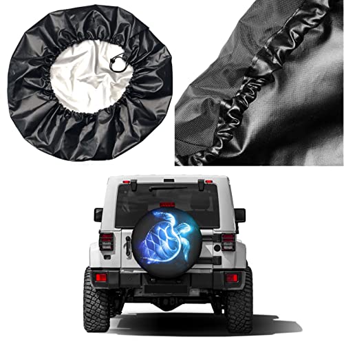 Image of Blue Sea Turtle Pattern Spare Tire Cover Dust-Proof Wheel Tire Cover Fit Trailer, RV, SUV and Many Vehicle 15 Inch