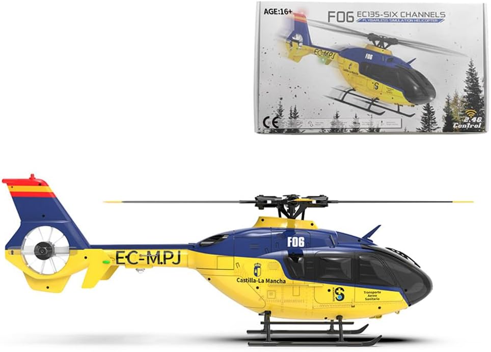 RC Helicopter Model, EC-135 1/36 2.4G 6CH Direct Drive RC 3D/6G Helicopter Model with 2507 Brushless Motor and 6-Axis Gyroscope (RTF Version)