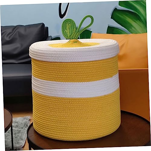Cesta de almacenamiento de algodón amarillo PRETYZOOM para ropa sucia 4