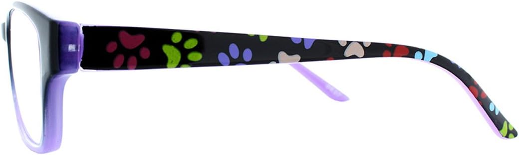 Select-A-Vision Dog Bone Square Reading Glasses w/Colorful Pawprints, Purple, +2.00 - Image 3