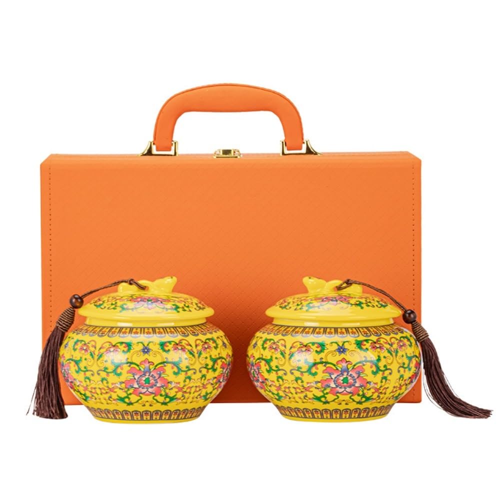 Set Da Tè Contenitore for la conservazione del tè sfuso in ceramica, barattolo sigillato, barattolo for la conservazione dei condimenti da cucina, set di scatole regalo con doppio barattolo for il tè