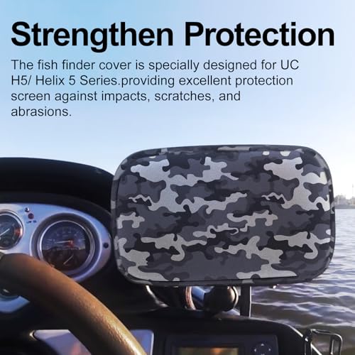 Image of Helix 5 Cover, Waterproof Fish Finder Cover, Compatible with UC H5 / Helix 5 Screen Cover, Made of Neoprene Protects Your Screen and Device from Sun and Adverse Weather Damage (Camouflage)