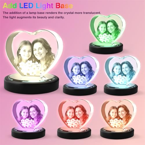 3D Crystal Photo, Gifts for Mom Wife Women with Gift Box and Wood Base - Image 3