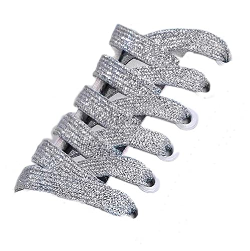 GIVBRO Lacets plats tressés à paillettes - Accessoires de chaussures pour chaussures de marche décontractées - Décoration grise - 120 cm