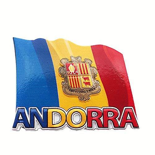 3D National Flag of Andorra Fridge Magnet Travel Souvenir Gift Collection Home & Kitchen Decoration Magnetic Sticker Andorra Refrigerator Magnet