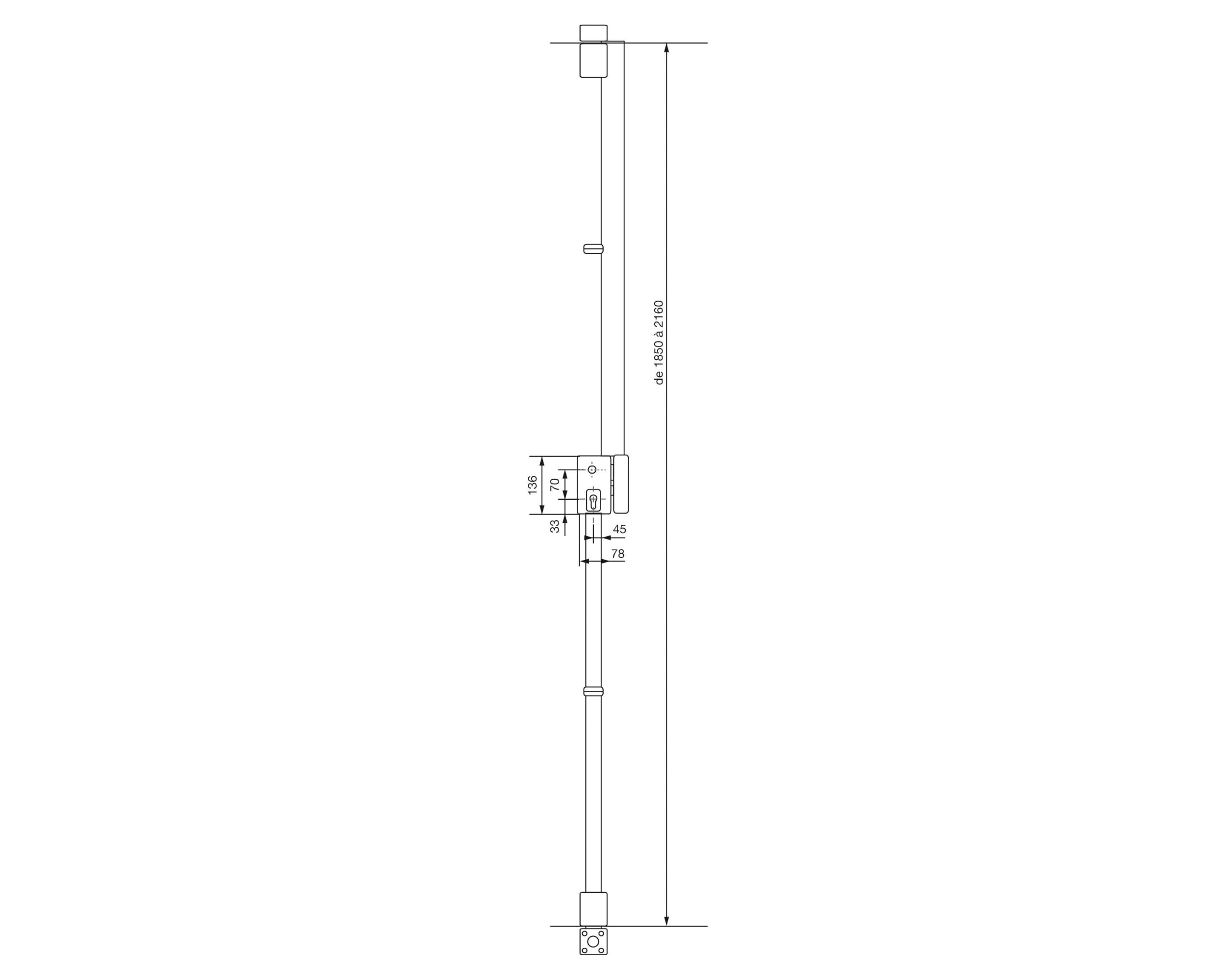 Vachette Serrure en applique multipoints verticale à poignée, MULTIBLINDE série 8800, Tirant Gauche, Certifiée A2P, Haute sécurité, 3 points de fermeture, 4 clés VIP+ brevetées incluses, Blanc