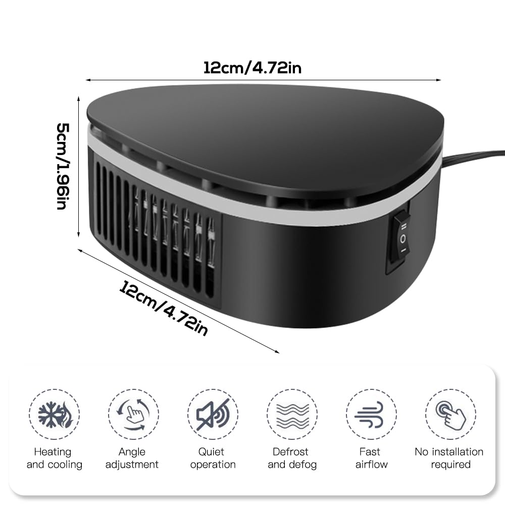 Auto Heizung, 12V/120W Heizlüfter Auto, 2 in 1 Tragbare Autoheizung Defroster, 360°Drehung Winter Auto Defroster Demister, Auto Heizlüfter mit Saugnapfhalterung, Zigarettenanzünder-Stecker