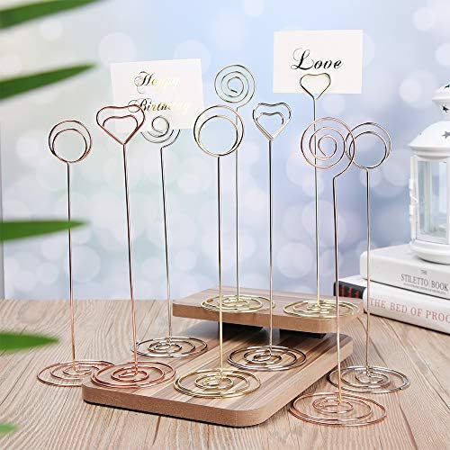 Table Card Holder,10 Pack Place Card Holder,Tabletop Menu Holder Harp-Clip Number Holder Recipe Holder Reserved Card Holder,for Restaurants, Weddings,Banquets (Gold)