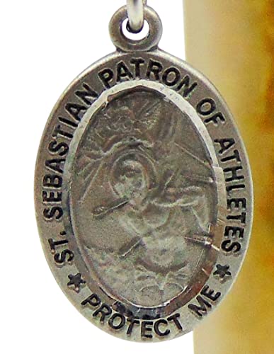 Westmon Works Saint Sebastian Pewter Medal 3/4 Inch Long with Stainless Steel Chain Boxed4