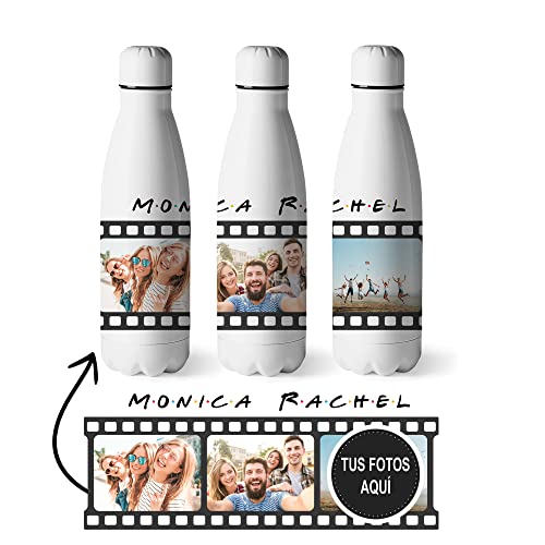 Zumo Digital Botella Acero Inoxidable Personalizada con tu Foto, Regalo Personalizado Amigos Friends, Botella de Agua Deportiva, Libre BPA de 500ml (Model 1) (B F)