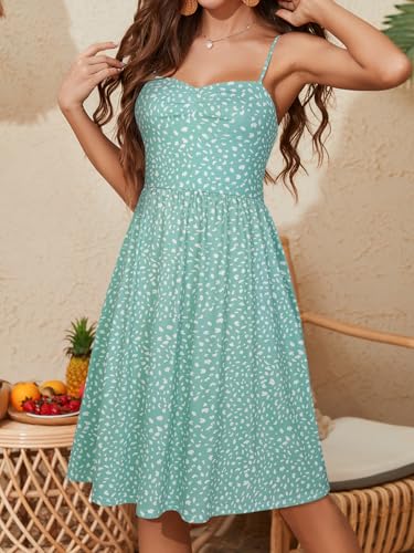 Image of YATHON Summer Casual Dress for Women 2025 Vacation Beach Dresses Adjustable Spaghetti Strap Sundress with Pockets