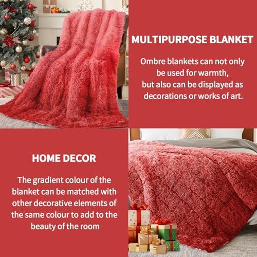 Image of yescool Weighted Blanket for Adults (20 lbs, 60 inch x 80 inch, Crimson) Heavy Blanket for Sleeping Perfect for 140-160 lbs, Queen Size Faux Fur Blanket with Premium Glass Bead, Machine Washable