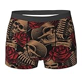Herren Unterwäsche Boxershorts Unterhosen Unterhosen - S - Totenköpfe Mikrofone Rosen Rock