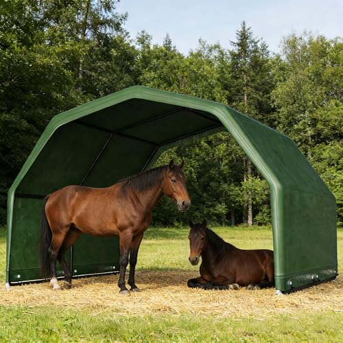 Portable Shed Multi-Use Waterproof & UV Treated Cover with Heavy-Duty Steel Frame Quick Assembly for Horse Shelter Livestock and Goat Shelter