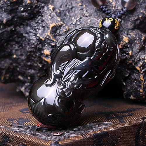 パイ秀ペンダントナチュラルアイスカラー黒曜石ペンダント男性カップルモデルラッキートランスポートクリスタルネックレスジュエリー 鎖