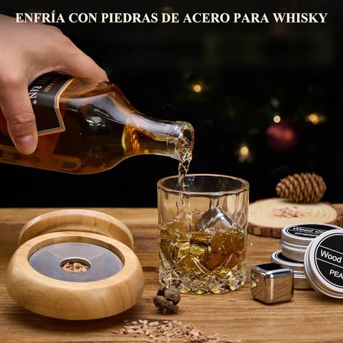 Miniatura 7 de Juego Ahumador De Cócteles Con Quemador Kit De Whisky Con 6 Chips De Madera Accesorios Bar, Coctelera, Regalo Original Para Hombre, Papá, Marido, Amantes Del Whisky Sin Butano
