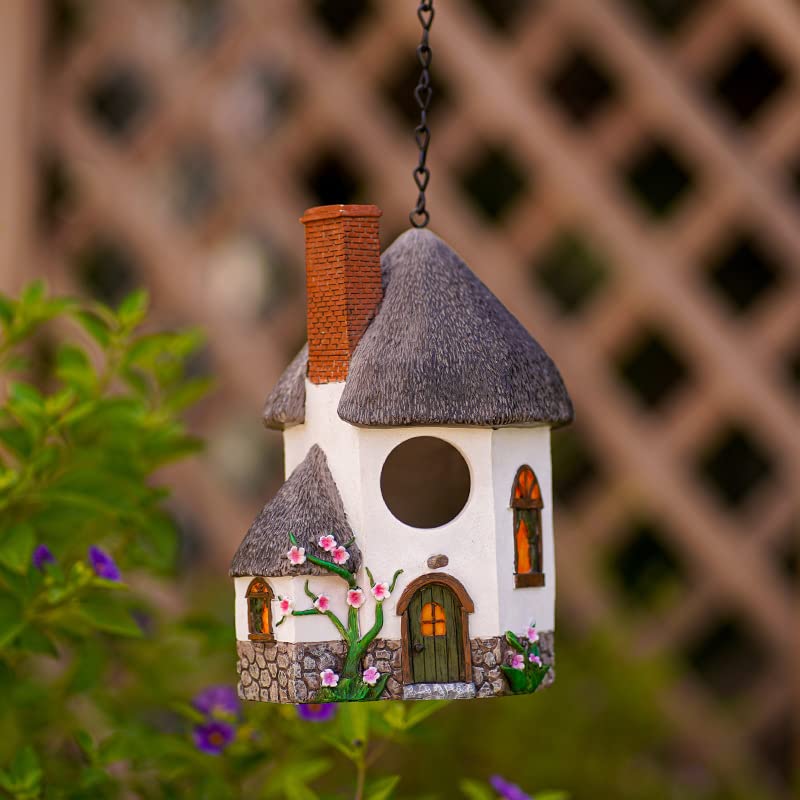 THE WHITE SHOPGarden Bird House for Outside Clearance Hanging Outdoors Country Cute Birdhouses for Wren Finchs Chickadee Hummingbird