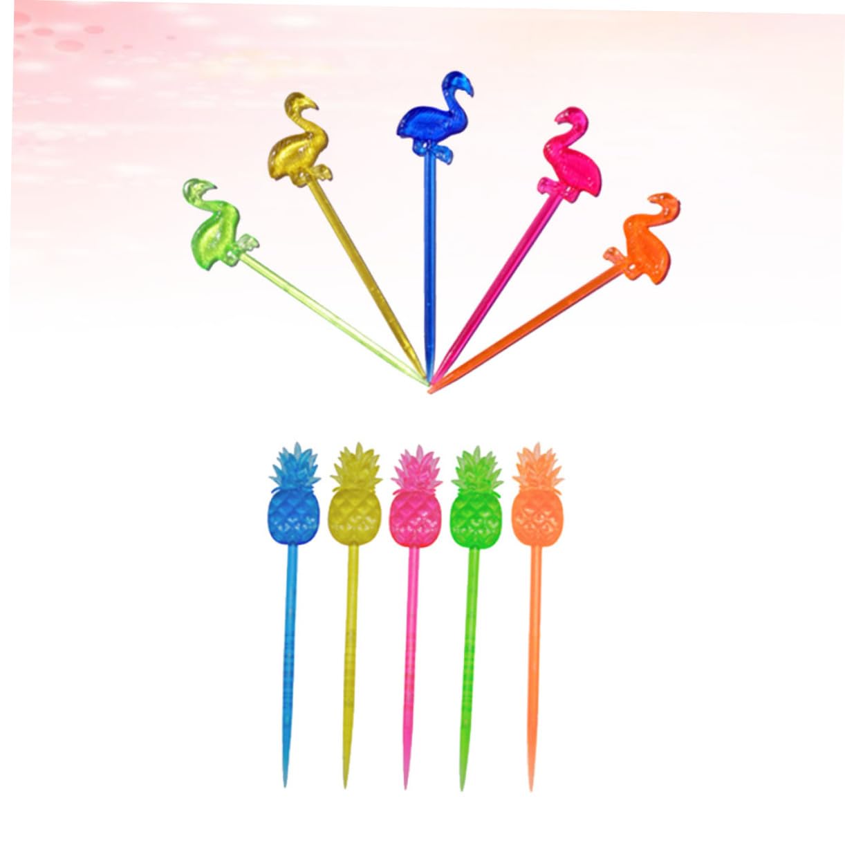 Cabilock 150pcs Creative Fruit Forks Colorful Plastic Picks for Summer Beach Parties Ktv Events