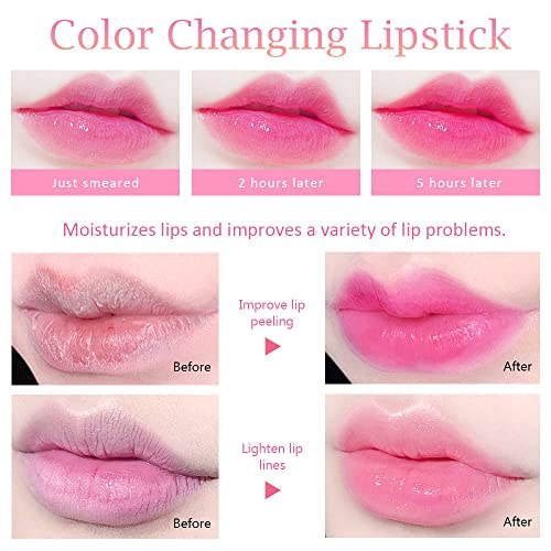 Image of evpct 3Pcs Peach Strawberry Watermelon Mini Clear Color Change Changing PH Tinted Lip Gloss Balm Set for Women Girls Lip Oil Gloss Tint Stain Glaze Pack bulk labiales magicos brillos para labios