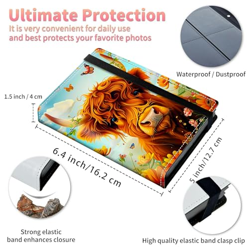 Image of Wedding Albums 4x6 120 Pockets Photos with Strong Elastic Band, Small Mini Albums Sheet Protector Folder for Photos, Album for Family Anniversary Women Men Baby Vacation Gift, Yellow Cow