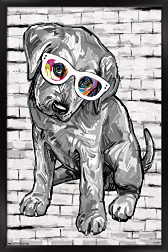 Chien avec lunettes poster mural encadré pour salon moderne