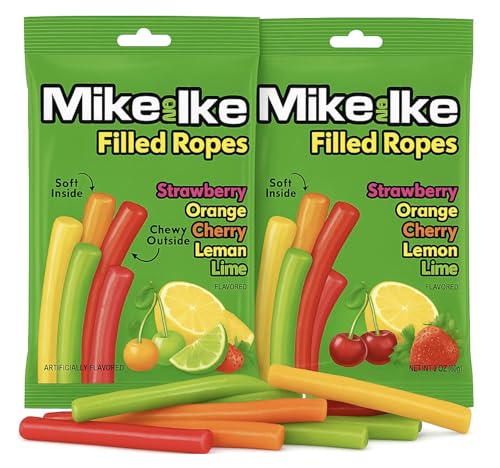 Mike and Ike Filled Licorice Ropes, sabores frutales surtidos, 2 pack miniatura 1
