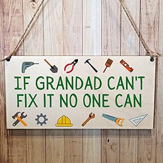 Second Ave Funny If Grandad Can't Fix It Wooden Hanging Gift Rectangle Sign Plaque Father's Day Birthday