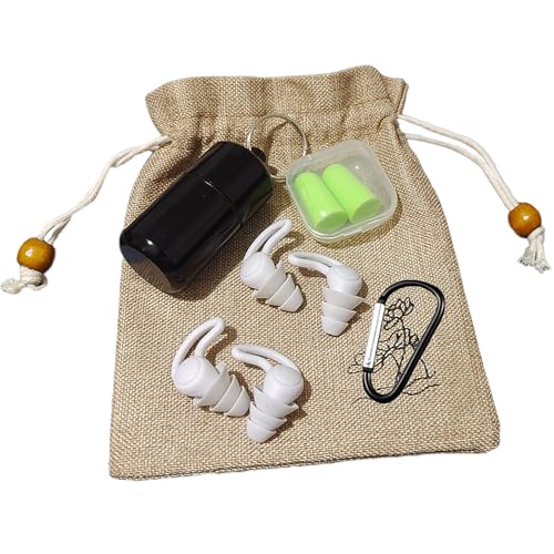 GmwyCzV 3 Paar Ohrstöpsel, Ohrstöpsel aus Weichem Silikon, Geräuschreduzierende Ohrstöpsel zum Schlafen, Lärmschutz Earplugs 38dB SNR mit Aluminiumbox, zum Schlafen,...