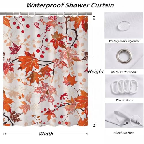 Rideau de douche 150x170cm en polyester imperméable à motif feuilles