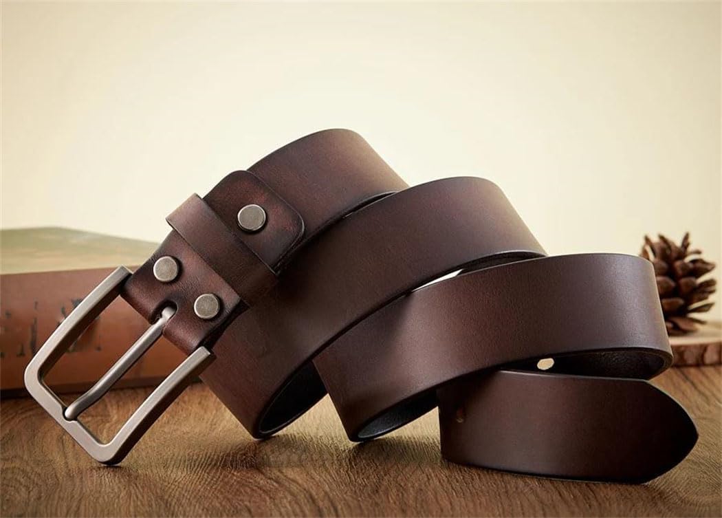 Men's Leather Belt - 3.8 cm Wide Cowhide with Alloy Buckle for Casual, Business and Jeans