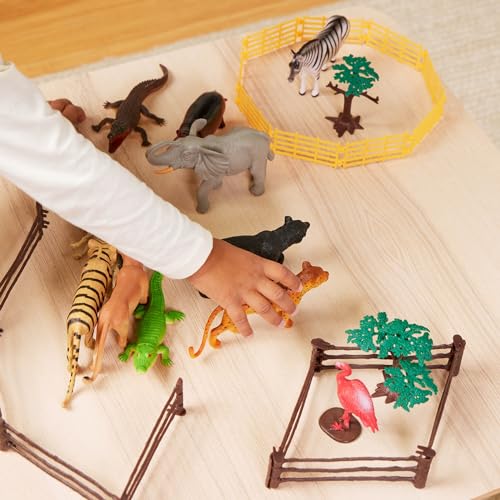 TERRA by Battat – Dschungelwelt – Dschungeltierfiguren & Zubehör – 60-Teile Spielzeug-Tier-Eimer für Kinder – Wildes Tier Spielzeug – Löwen, Gorillas, Zebras, Giraffen und mehr – 3 Jahre +