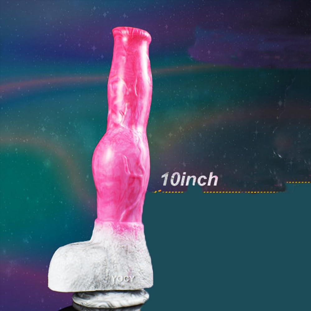 Big Size Long Knotty Silicone Artificial Dog Dildo Wolf Silicone Made Big Knot Multi Colored (Pink+Grey): Pink+grey