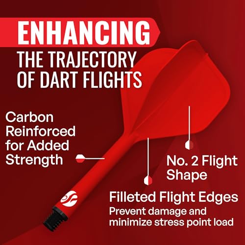 Shot! Darts Flight Deck One Piece Dart Flight and Shaft System, Reduced Deflections, Standard Shaped Flight (350 Micron) Available in Set of 3 (Red, Inbetween)