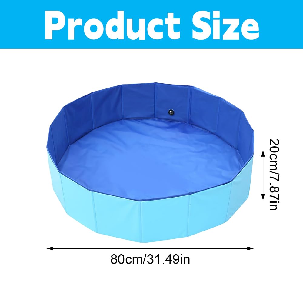 Piscina para Perros, 80x20 cm Piscina para Mascotas Perros, Piscina Infantil Plegable de PVC, Portátil Piscina para Gatos, Piscina Mascotas, Piscina Perro Grande para Interiores y Exteriores