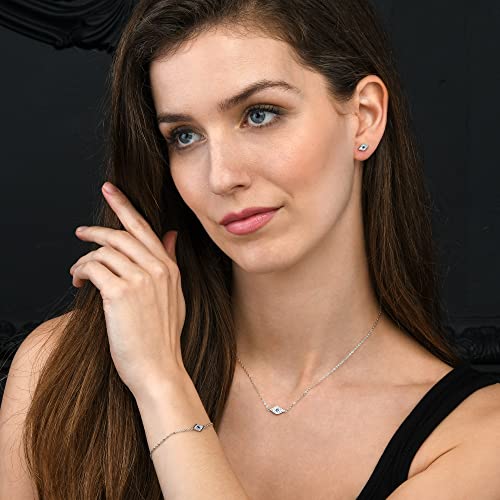 Dainty Evil Eye Bracelet in 925 Sterling Silver for Women, Silver, Yellow Gold, or Rose Gold Evil Eye Bracelet with Sparkling Cubic Zirconia Stones4