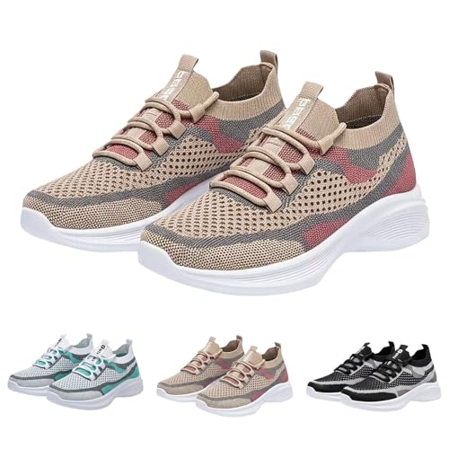 Sportschuhe Damen Fitnessstudio, Sneaker Damen, Leicht Damen-Laufschuhe Atmungsaktive Joggingschuhe Orthopädische Damenschuhe Weich Mesh Turnschuhe Sportlich Freizeitschuhe Breeze Schuhe für Freizeit