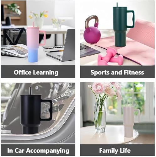 Image of 1200ML Stainless Steel Tumbler Hot and Cold with Handle with Steel and Plastic Straw, Double Insulated Cup 100% Leak Proof Mug Cupholder for Gym, Travelling and Office (Candy Haze)