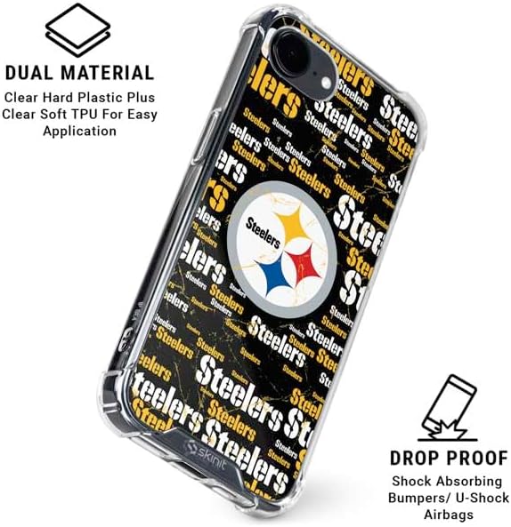Skinit Clear Phone Case Compatible with iPhone 16e - Officially Licensed NFL Pittsburgh Steelers Black Blast Design