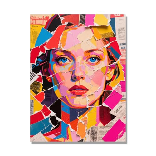 Impression sur Toile Jolie Colorée Femmes Abstraite Portrait Femme Décoration Maison 60x80
