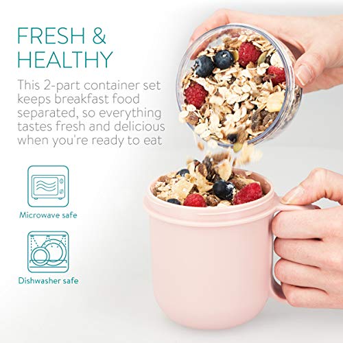 Navaris Taza para muesli to go - Vaso con 2 Partes para Snacks sopas ensaladas Pasta Yogur postres - Apta microondas y… - Imagen 5