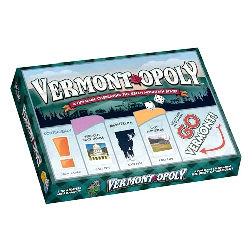 Late for The Sky Vermont-Opoly State Themed Family Board Game, Vermont Strategy Board Game for Adults and Kids, Ages 8+, 2–6 Players, Traditional or...