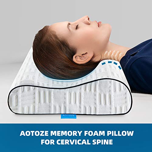 AOTOZE Almohada Ortopédica Ergonómica,Almohada de Espuma Viscoelástica para el Cuello,Almohada Cervical de Apoyo Firme para aliviar el Dolor de Cuello, 60 x 40 cm