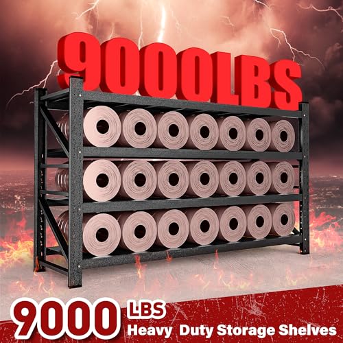 Image of 9000LBS Heavy Duty Garage Shelving Units,75 inch Wide & Deep Storage Shelves,Metal Garage Shelves,Large Storage Rack,Steel Shelf,Industrial Shelving for Shop,Warehouse,Basement,75 inch W x 24 inch D x 70 inch H