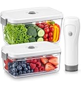 URPOWER Compact Vacuum Sealer Set with 2 Vacuum Containers for Food Storage (34 fl oz &amp; 68 fl oz)...