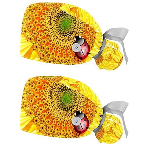 Casquettes de travail respirantes contre la sueur style tournesols et coccinelles