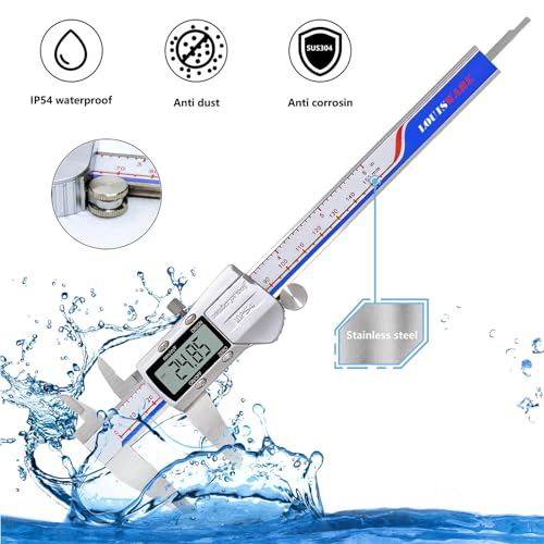 LOUISWARE Étauleur numérique, Électronique en acier inoxydable 150mm/0-6 Outil de mesure de pouce avec extra-large LCD Ecran- Conversion de pouce/millimètre