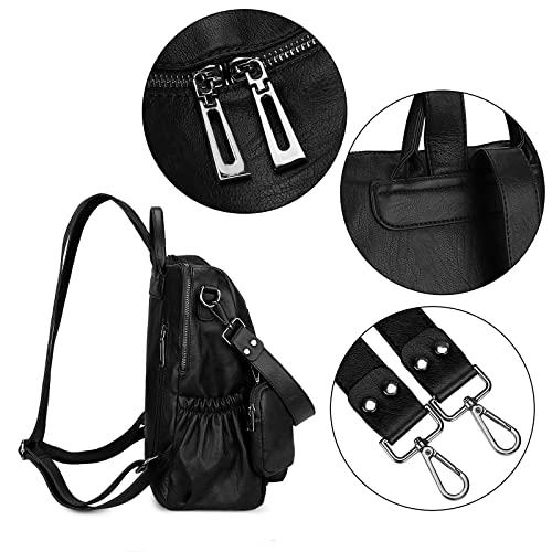 Image of Uromee Travel Backpack Purse for Women Vegan Leather Ladies Fashion Tassel Shoulder Bag Convertible with Pouch