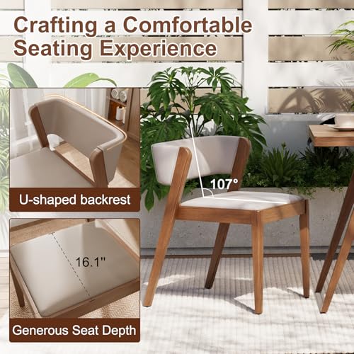 Image of soild wood 3-Piece Bistro dining table set,Bistro Stacking table and chairs set of 2 with Padded Seat, Dinette for Kitchen, Dining Room, Patio,Tavern, Balcony,Compact Space-Saving (Walnut)