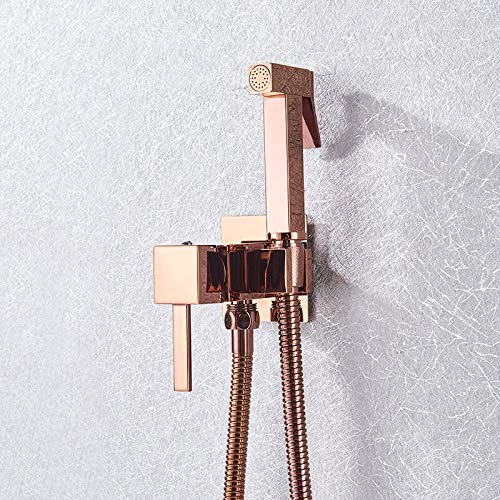 Robinet de douche en laiton rose gold, l'élégance d'un mitigeur bidet carré haut de gamme